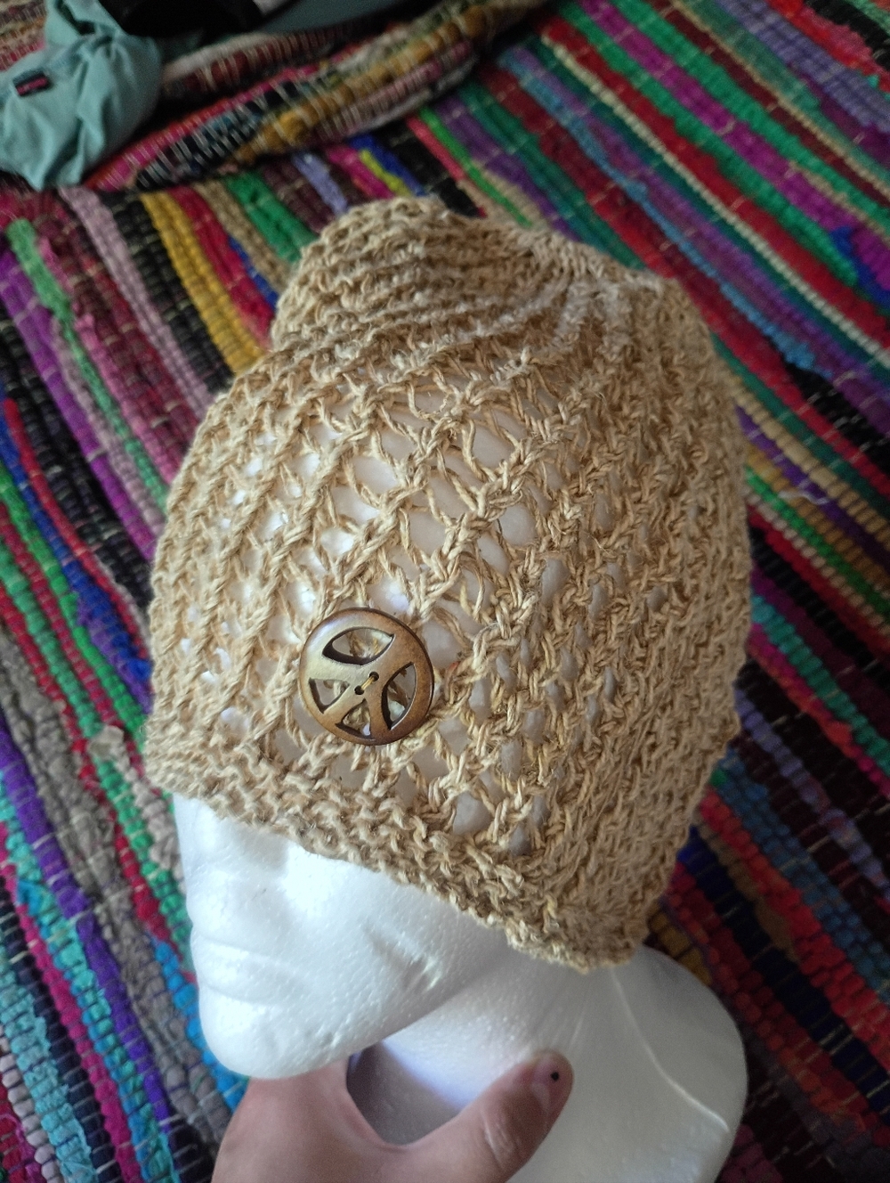 Gypsy Rose Crochet Hemp Beanie